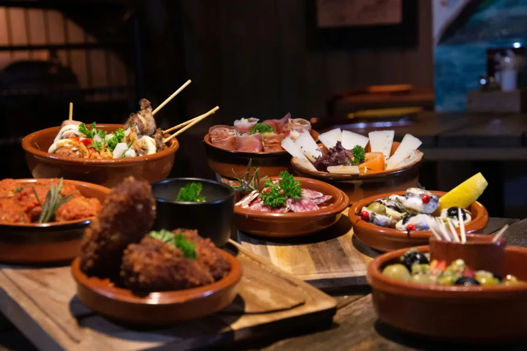 Delicious Andalusian tapas with traditional Spanish small dishes and Mediterranean flavors.
